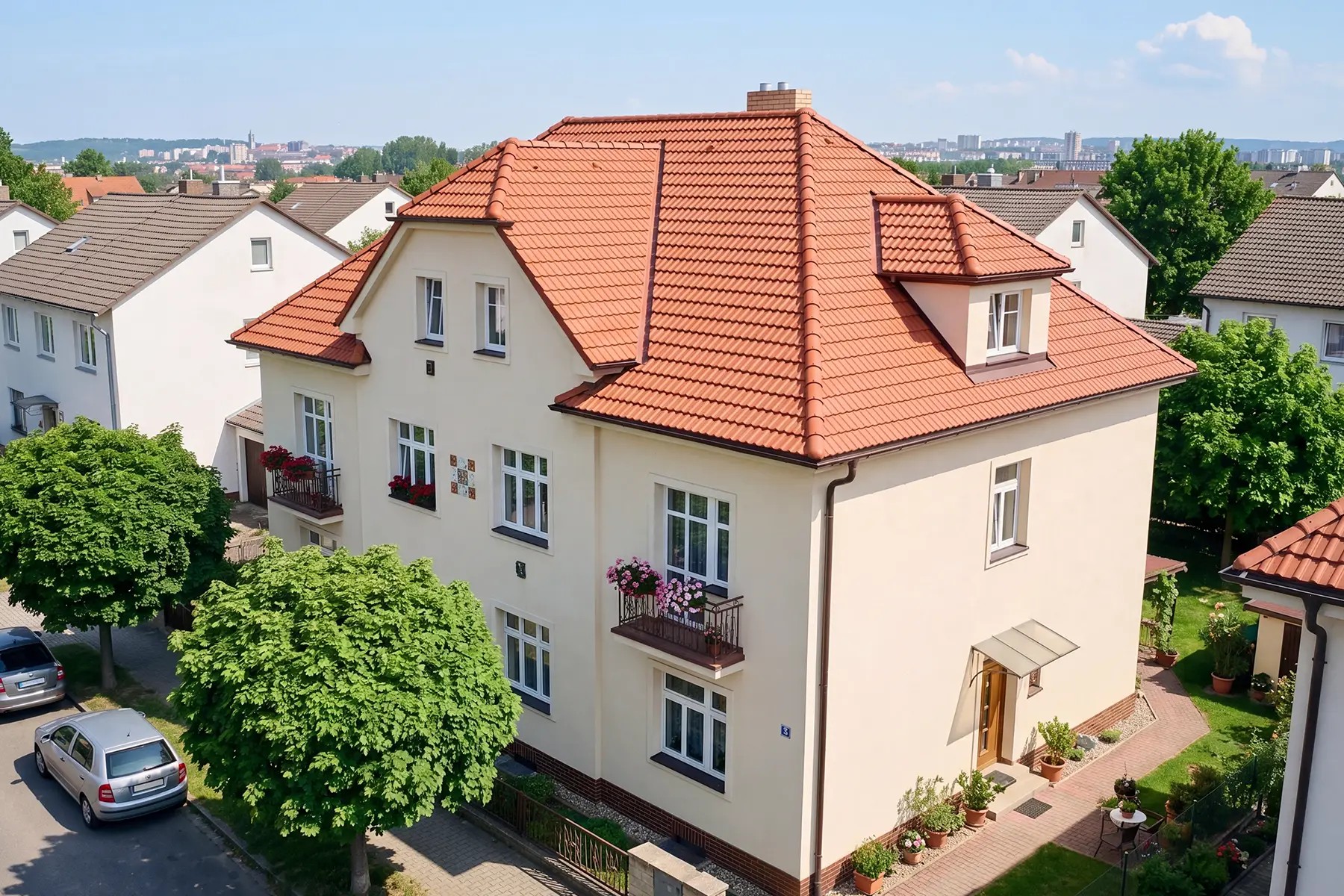 Klempokom - Reference - Nátěr střechy rodinného domu v Říčanech u Prahy